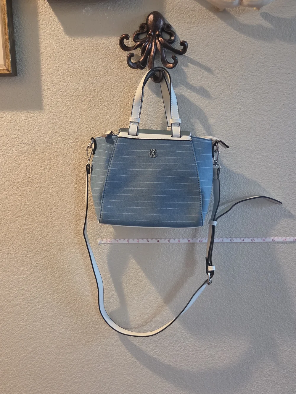 CXL BY CHRISTIAN LACROIX GIULIA SATCHEL LIGHT BLUE DENIM STRIPE